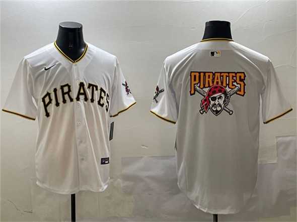 Men%27s Pittsburgh Pirates Team Big Logo White Home Limited Stitched Jersey
